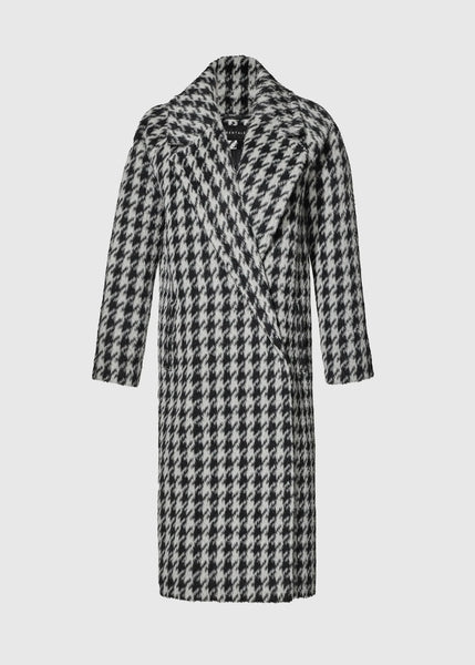 SENTALER Houndstooth Suri Alpaca Long Raglan Sleeve Notched Collar Coat (PRE-ORDER)