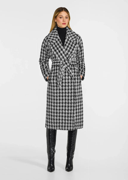SENTALER Houndstooth Suri Alpaca Long Raglan Sleeve Notched Collar Coat (PRE-ORDER)
