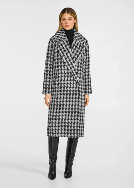 SENTALER Houndstooth Suri Alpaca Long Raglan Sleeve Notched Collar Coat (PRE-ORDER)