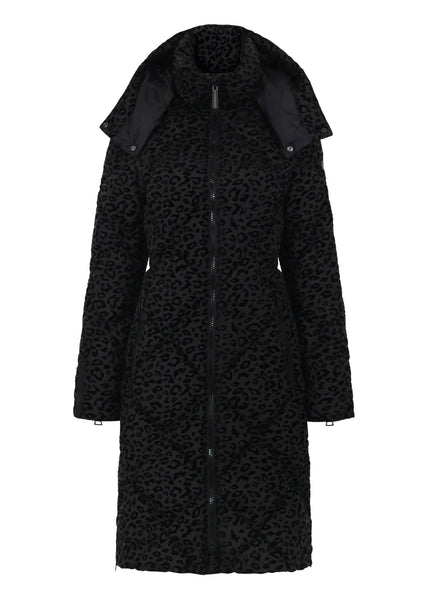 Eleven Elfs Saga Long Vegan Down Coat - Black Leopard (PRE-ORDER)