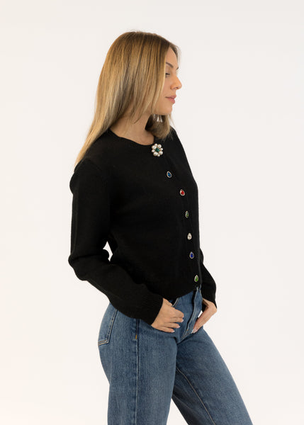 Lyla + Luxe Jude Crystal Cardigan - Black