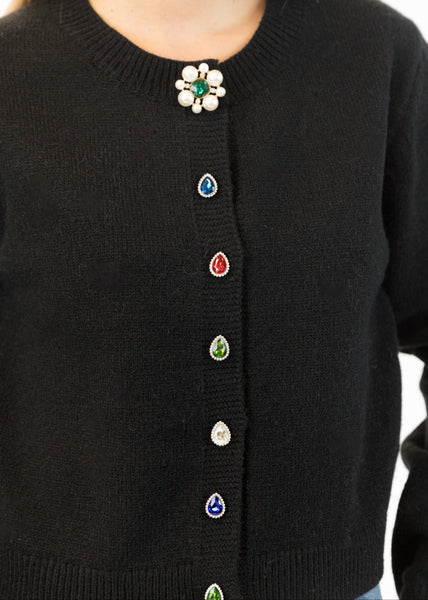 Lyla + Luxe Jude Crystal Cardigan - Black