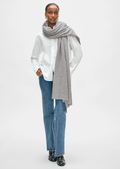 White + Warren Cashmere Travel Wrap- Grey Heather