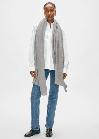 White + Warren Cashmere Travel Wrap- Grey Heather