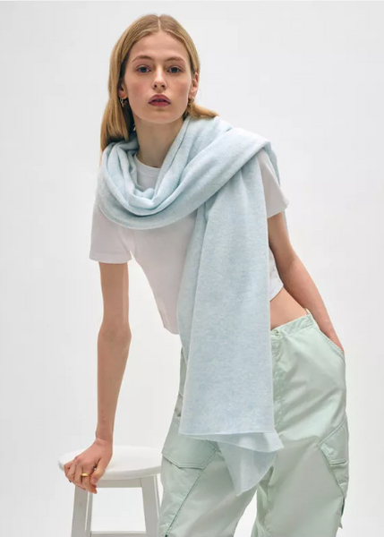 White + Warren Cashmere Travel Wrap- Tidal Pool Heather