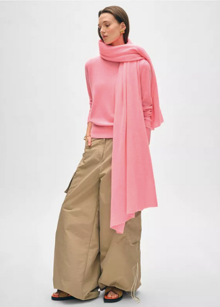 White + Warren Cashmere Travel Wrap- Pink Lemonade