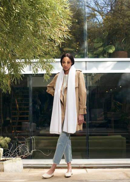 White + Warren Cashmere Travel Wrap- Bright White