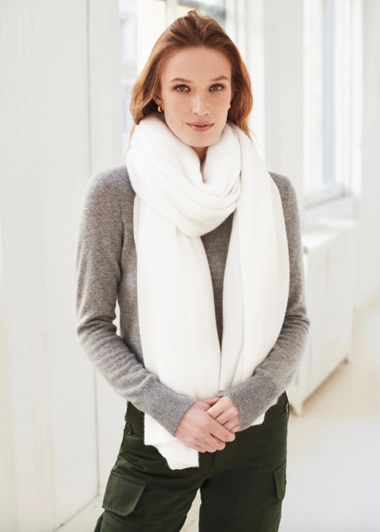 White + Warren Cashmere Travel Wrap- Bright White