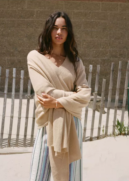 White + Warren Cashmere Travel Wrap- Toffee Heather