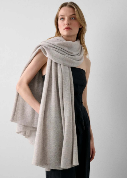 White + Warren Cashmere Travel Wrap- Misty Grey Heather