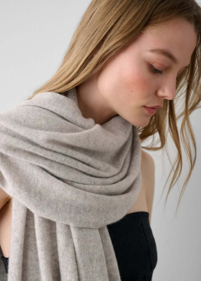 White + Warren Cashmere Travel Wrap- Misty Grey Heather