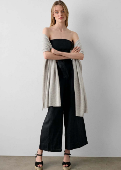 White + Warren Cashmere Travel Wrap- Misty Grey Heather