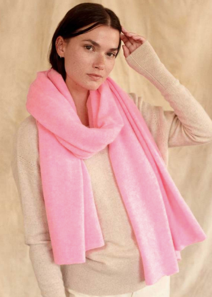White + Warren Cashmere Travel Wrap- Pink Buds