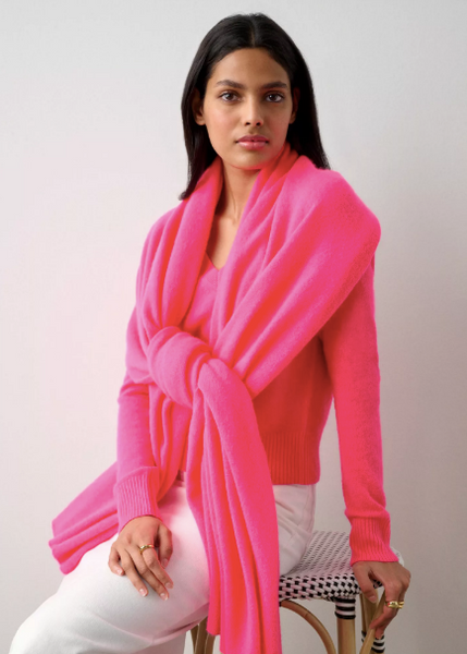 White + Warren Cashmere Travel Wrap- Electric Magenta