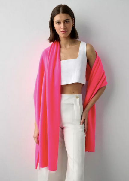 White + Warren Cashmere Travel Wrap- Electric Magenta