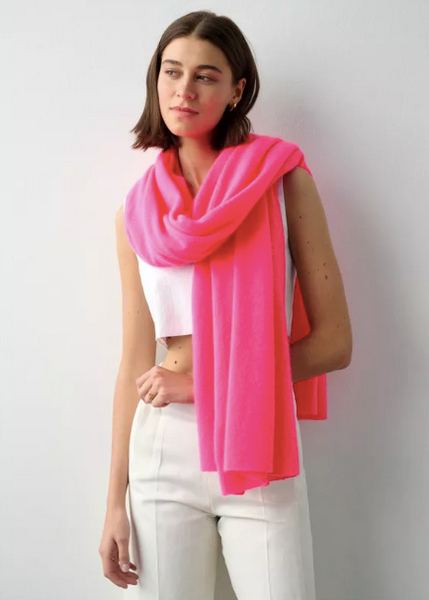 White + Warren Cashmere Travel Wrap- Electric Magenta
