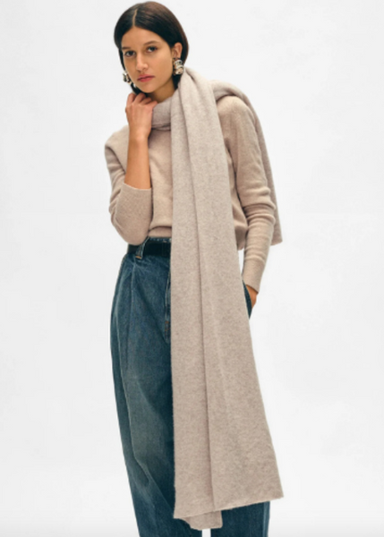 White + Warren Cashmere Travel Wrap- Natural Heather