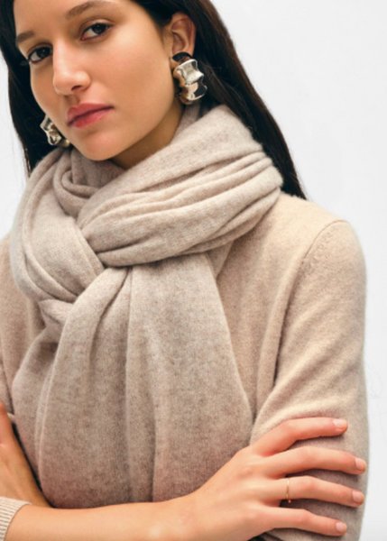 White + Warren Cashmere Travel Wrap- Natural Heather