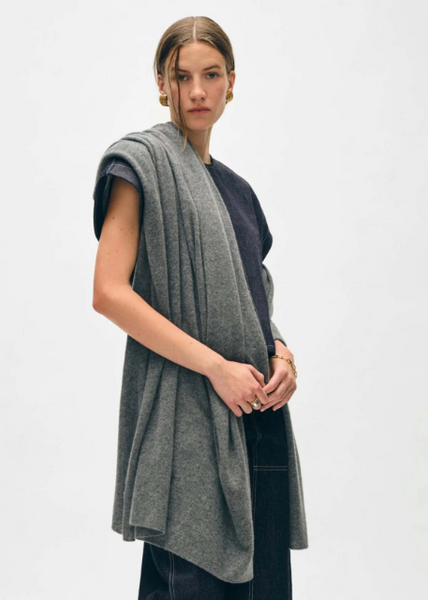 White + Warren Cashmere Travel Wrap- Graphite Heather