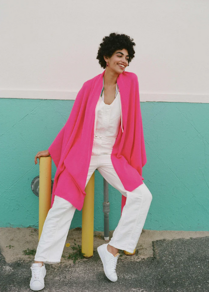 White + Warren Cashmere Travel Wrap- Neon Berry