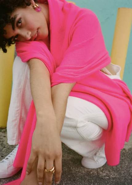 White + Warren Cashmere Travel Wrap- Neon Berry