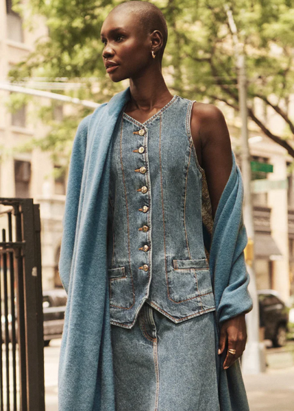 White + Warren Cashmere Travel Wrap- Blue Thistle