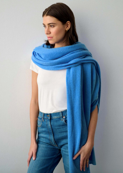 White + Warren Cashmere Travel Wrap- Cabana Blue