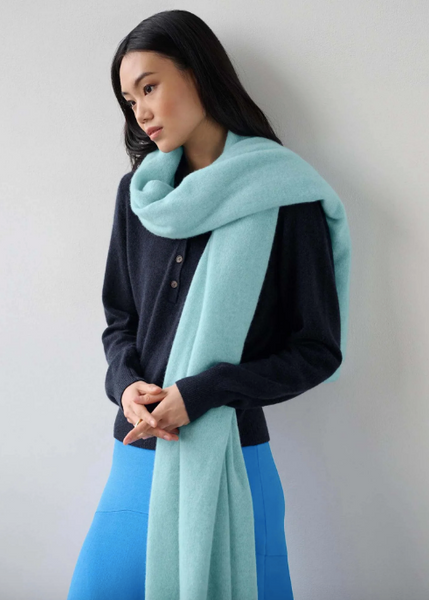 White + Warren Cashmere Travel Wrap- Soft Jade Heather