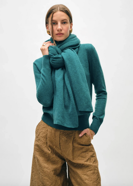 White + Warren Cashmere Travel Wrap- Jade Heather
