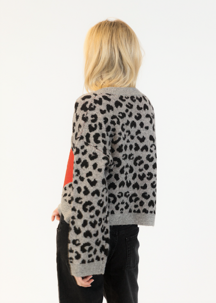 Lyla + Luxe Etta Pullover - Black/Grey Animal Print