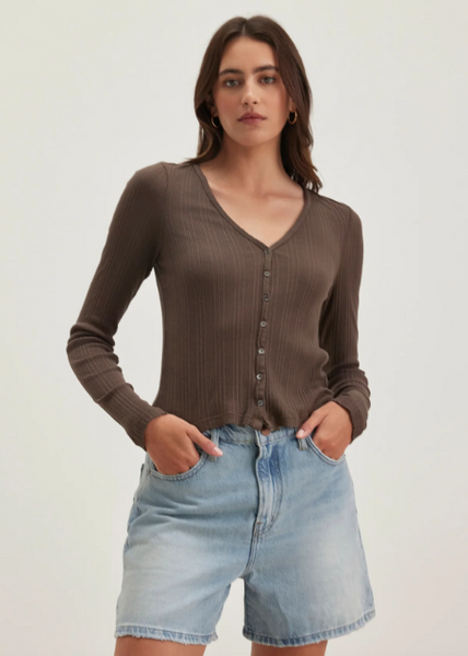 Velvet Drew Pointelle Cardigan - Willow