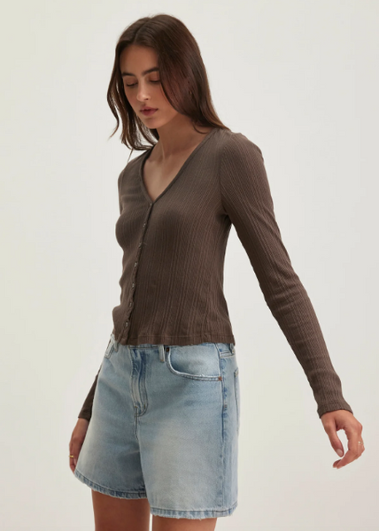 Velvet Drew Pointelle Cardigan - Willow