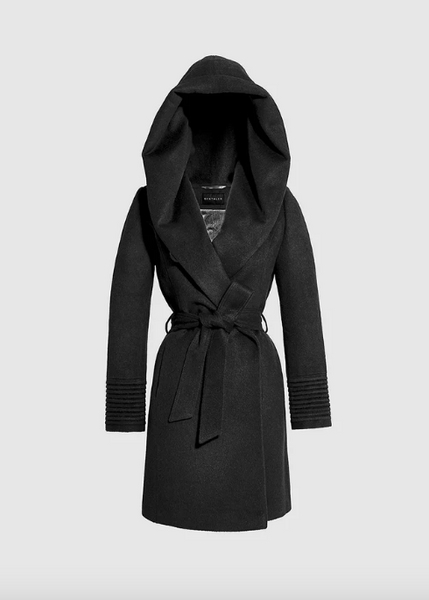 SENTALER Baby Alpaca Mid Length Hooded Wrap Coat (PRE-ORDER)