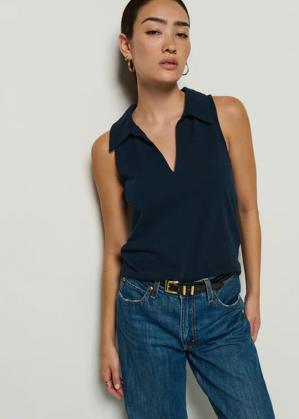 Nation Roberta Collared Tank - Navy