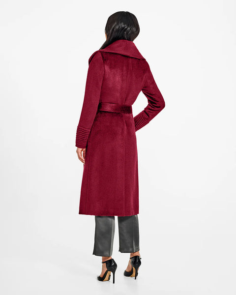 Pre-Order SENTALER Suri Long Alpaca Shawl Collar Wrap Bordeaux Coat- Garnet