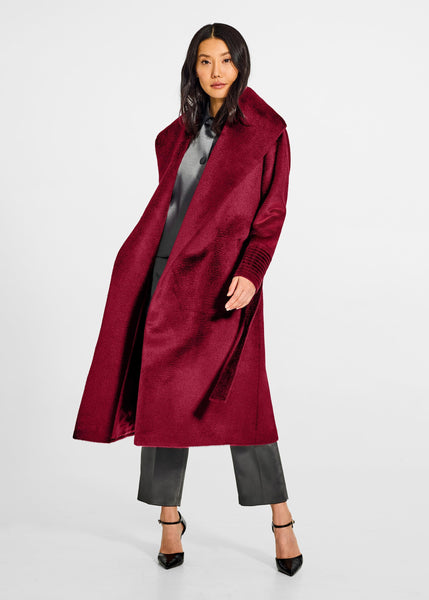SENTALER Suri Alpaca Long Shawl Collar Wrap Coat (PRE-ORDER)