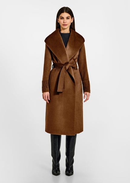 SENTALER Suri Alpaca Long Shawl Collar Wrap Coat (PRE-ORDER)