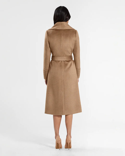Pre-Order SENTALER Suri Long Alpaca Shawl Collar Wrap Bordeaux Coat- Dark Camel