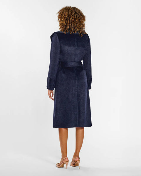 Pre-Order SENTALER Suri Long Alpaca Shawl Collar Wrap Bordeaux Coat- Navy