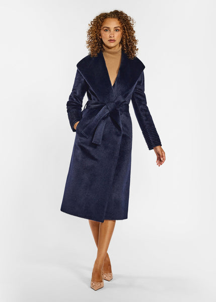 SENTALER Suri Alpaca Long Shawl Collar Wrap Coat (PRE-ORDER)