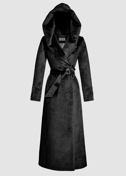 SENTALER Suri Alpaca Maxi Hooded Wrap Coat (PRE-ORDER)