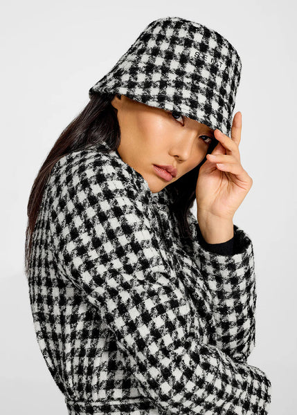 SENTALER Tweed Suri Alpaca Bucket Hat - Black & White Houndstooth (PRE-ORDER)