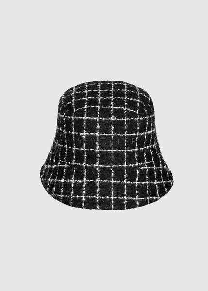 SENTALER Tweed Suri Alpaca Bucket Hat - Black Check (PRE-ORDER)