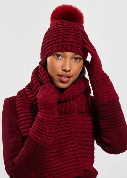 SENTALER Ribbed Gloves - Garnet Red