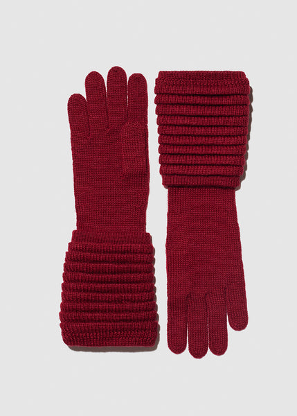 SENTALER Ribbed Gloves - Garnet Red