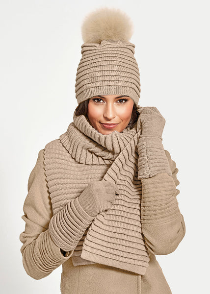 SENTALER Ribbed Gloves - Camel