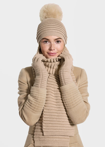 SENTALER Ribbed Gloves - Camel