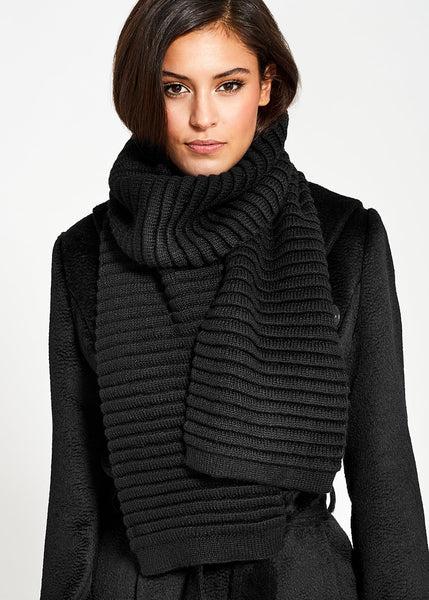 SENTALER Ribbed Scarf - Black
