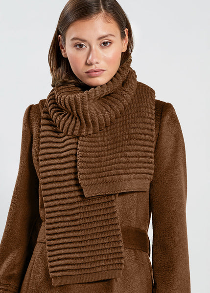 SENTALER Ribbed Scarf - Caramel