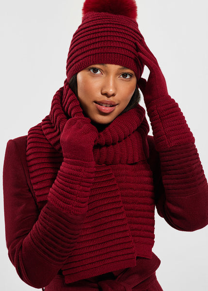 SENTALER Ribbed Scarf - Garnet Red